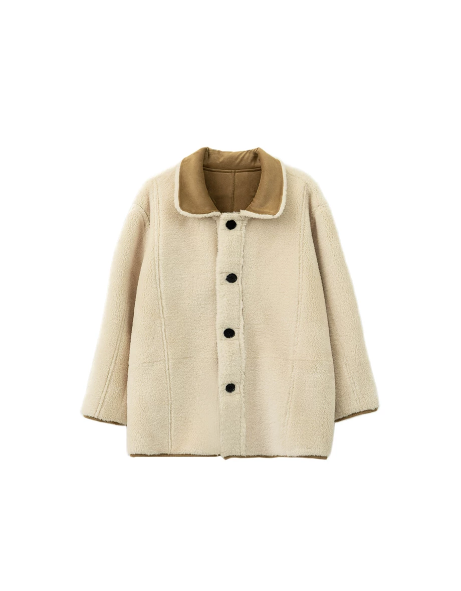 Oversized Reversible Faux Suede Shearling Jacket Oversized Reversible Faux Suede Shearling Jacket