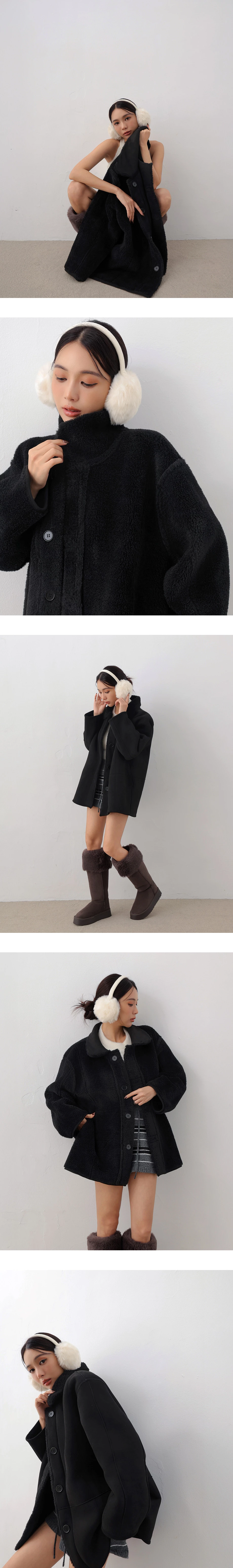 Oversized Reversible Faux Suede Shearling Jacket Oversized Reversible Faux Suede Shearling Jacket