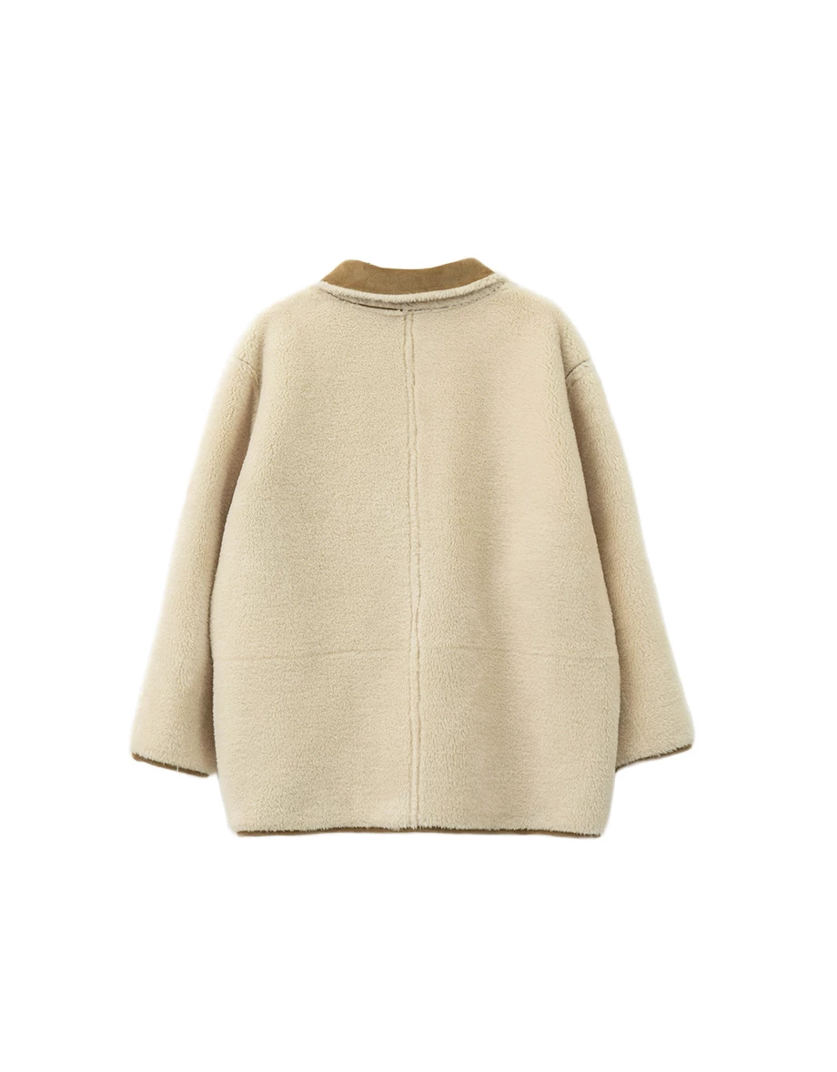 Oversized Reversible Faux Suede Shearling Jacket Oversized Reversible Faux Suede Shearling Jacket