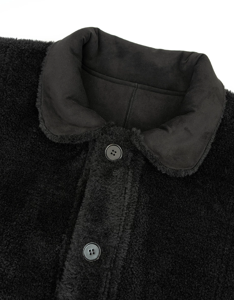 Oversized Reversible Faux Suede Shearling Jacket Oversized Reversible Faux Suede Shearling Jacket