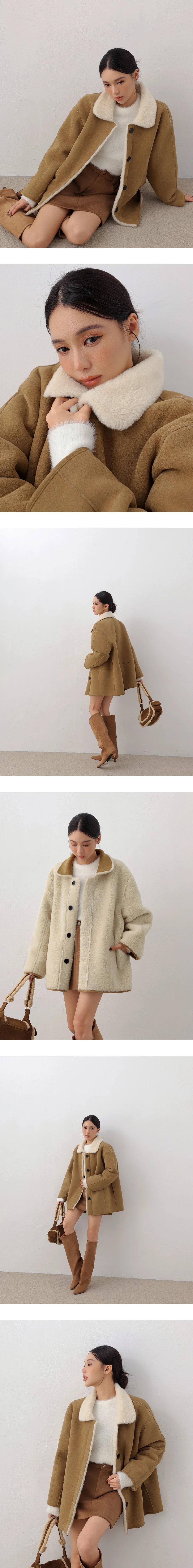 Oversized Reversible Faux Suede Shearling Jacket Oversized Reversible Faux Suede Shearling Jacket