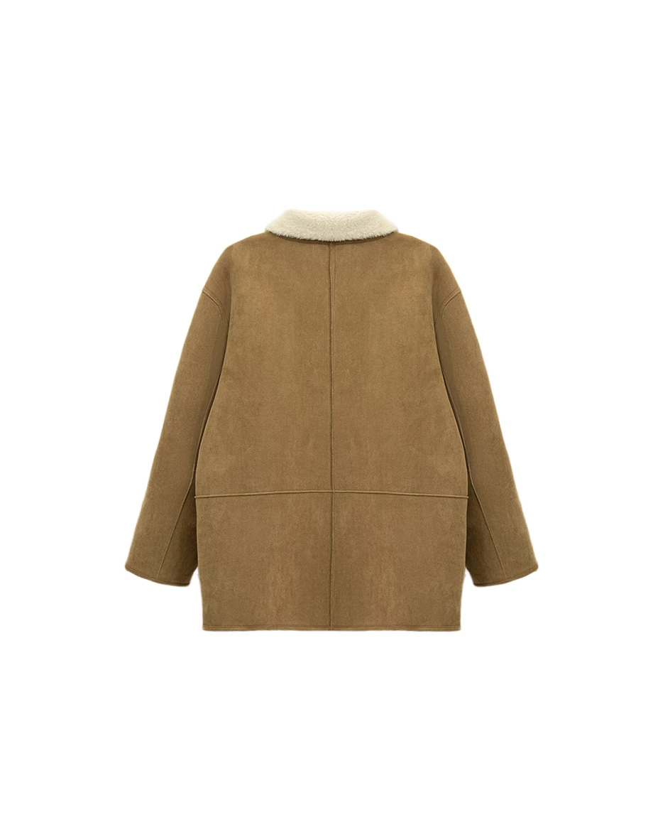 Oversized Reversible Faux Suede Shearling Jacket Oversized Reversible Faux Suede Shearling Jacket
