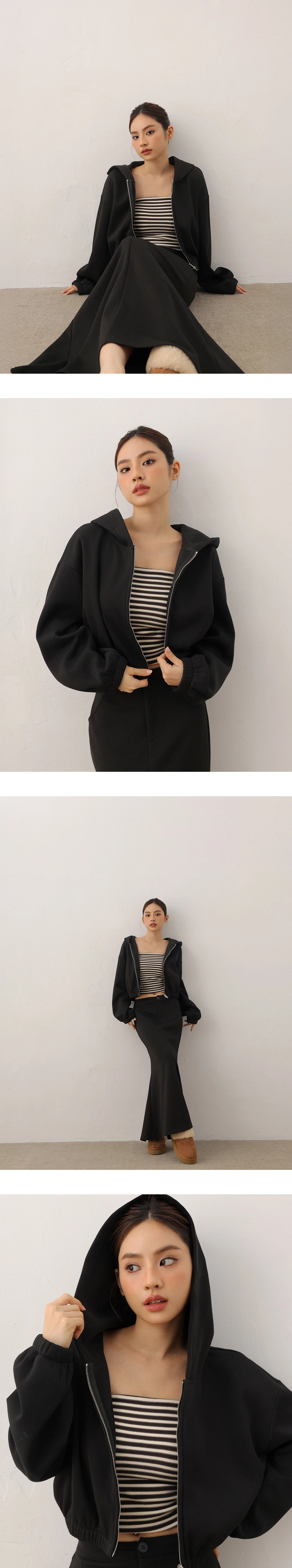 Basic Soft Cotton Blend Zip Up Hoodie Jacket Basic Soft Cotton Blend Zip Up Hoodie Jacket