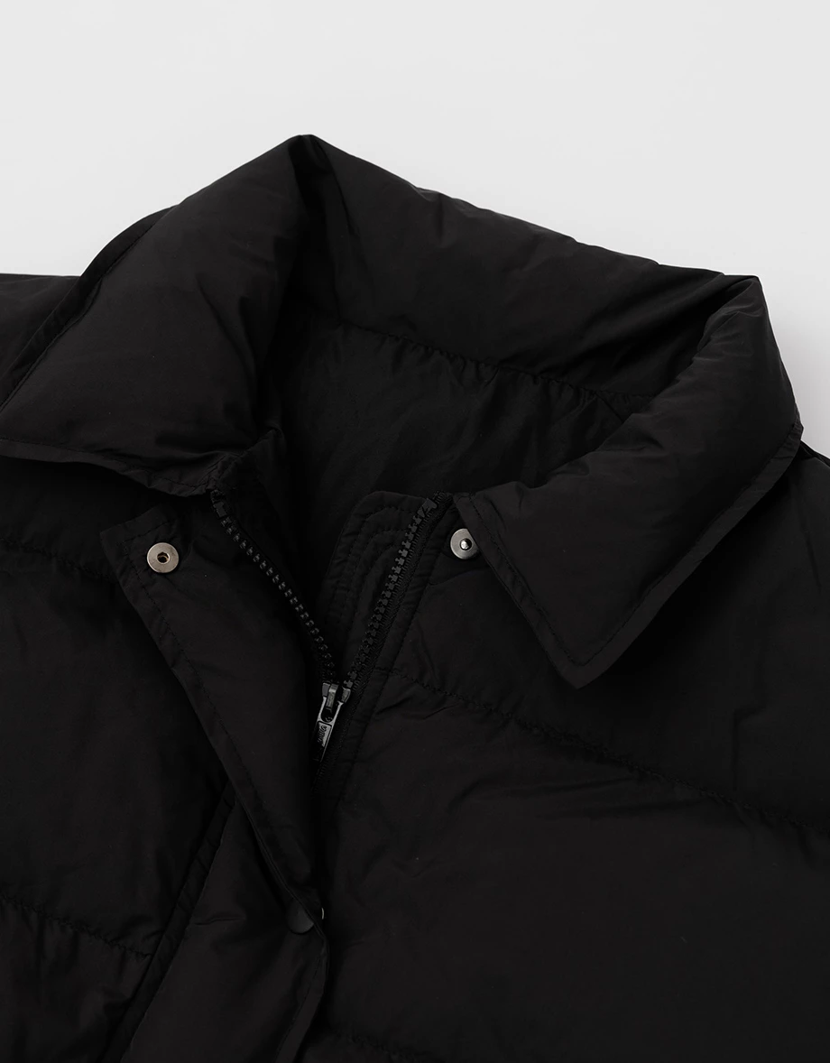 Stand Collar Short Puffer Jacket with Snap Buttons Stand Collar Short Puffer Jacket with Snap Buttons