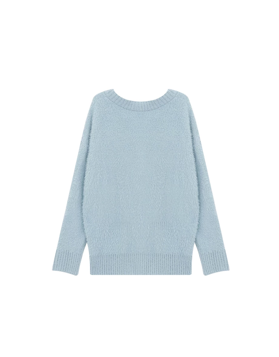 Fuzzy Knit V Neck Heart Patch Button Front Cardigan Jacket