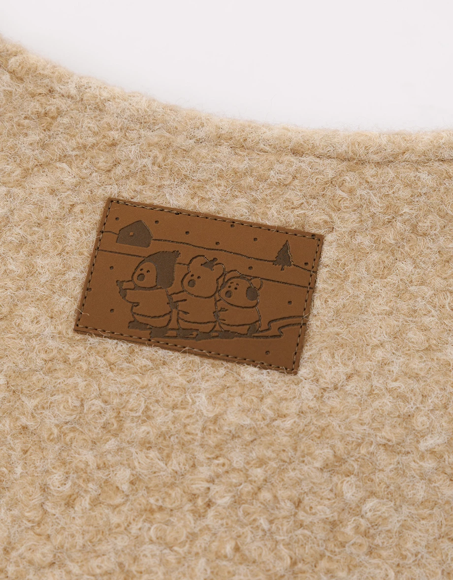 【DINOTAENG】Round Neck Tweed Jacket With Pocket 【DINOTAENG】Round Neck Tweed Jacket With Pocket