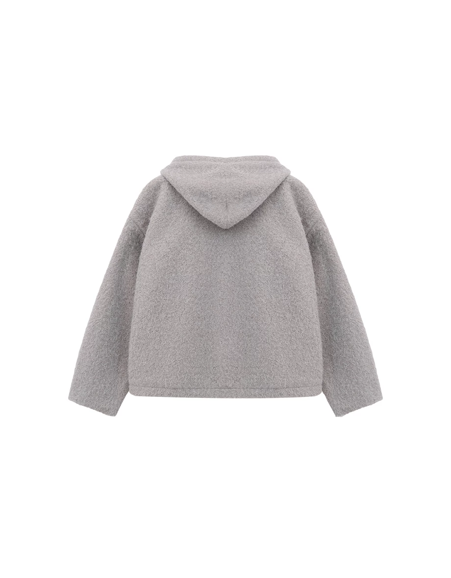 Oversized Zip Up Hooded Sherpa Jacket