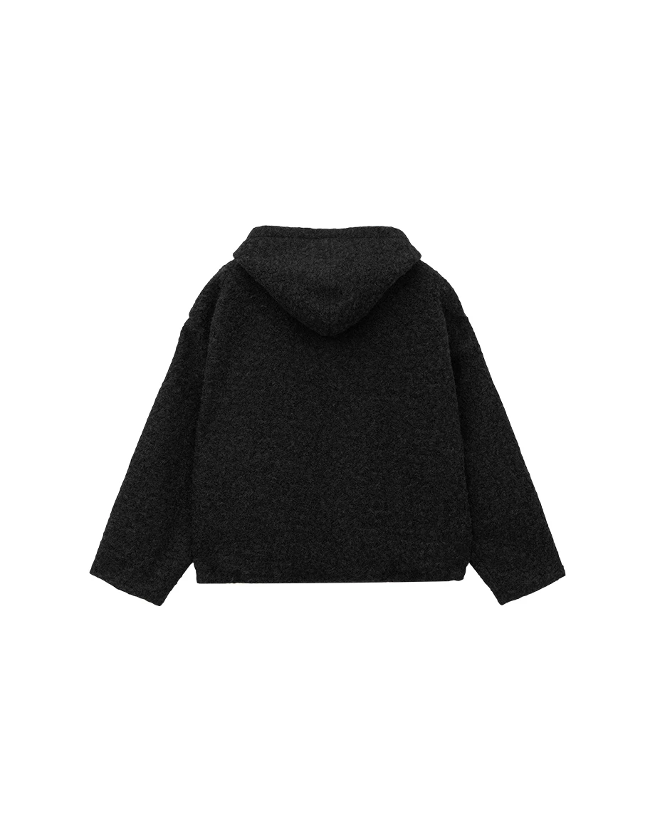 Oversized Zip Up Hooded Sherpa Jacket