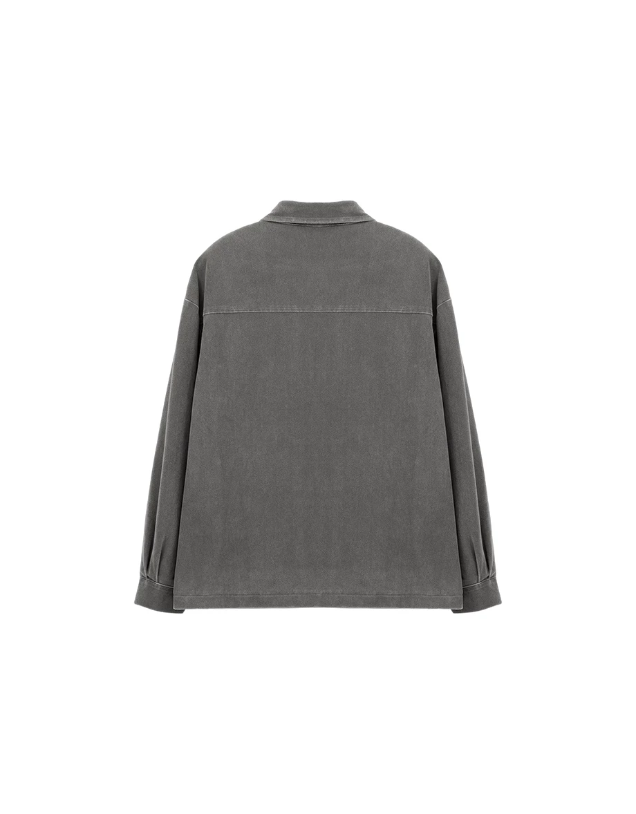 Quilt Lined Oversized Cargo Shirt Jacket with Snap Buttons