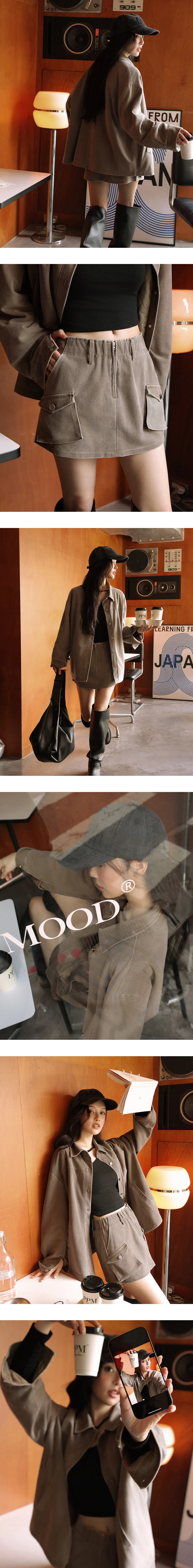 Quilt Lined Oversized Cargo Shirt Jacket with Snap Buttons