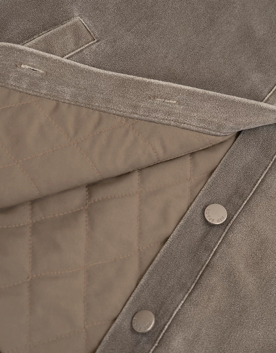 Quilt Lined Oversized Cargo Shirt Jacket with Snap Buttons