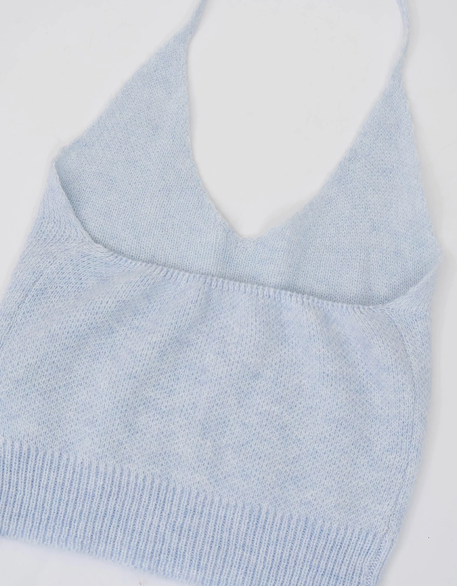 Halter Neck Inner Tank Top and Oversized Off Shoulder Knit Sweater Set Wear