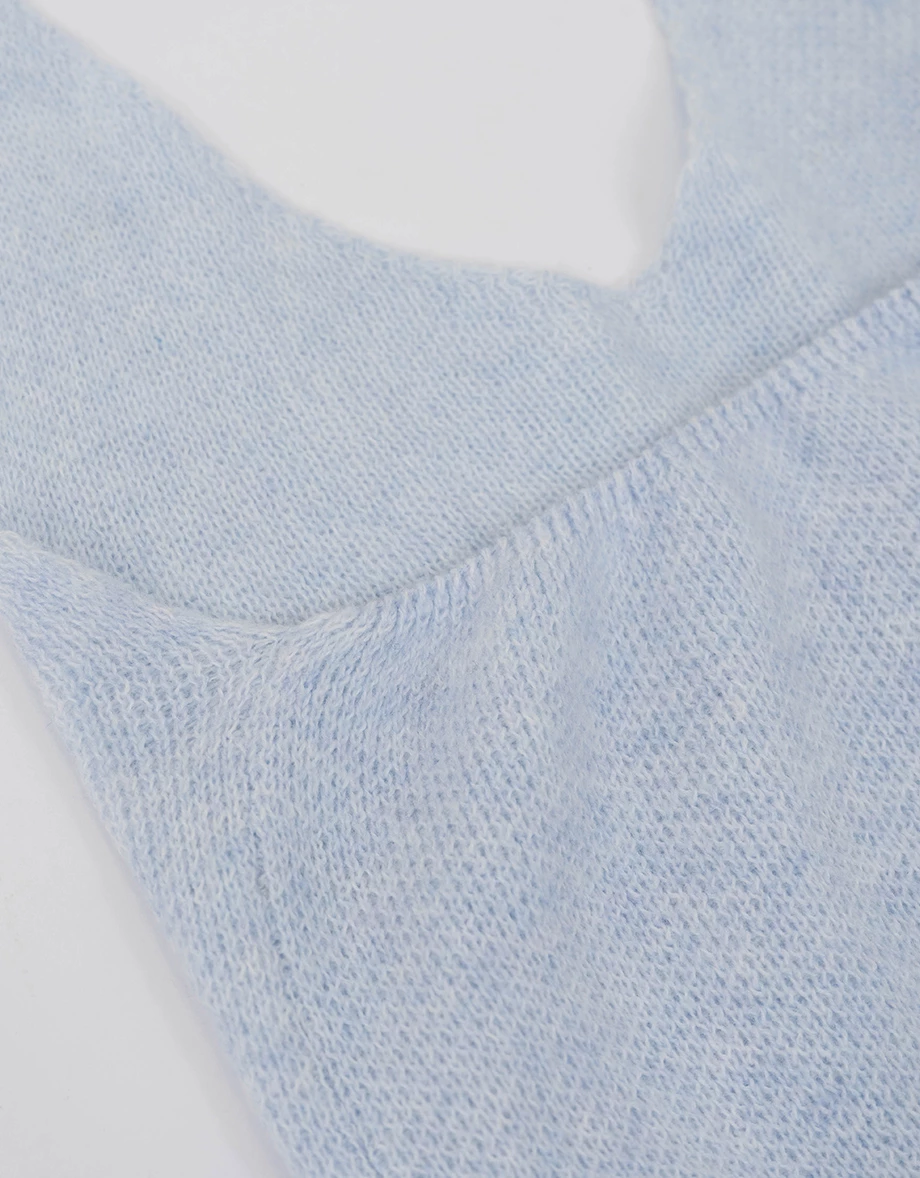 Halter Neck Inner Tank Top and Oversized Off Shoulder Knit Sweater Set Wear