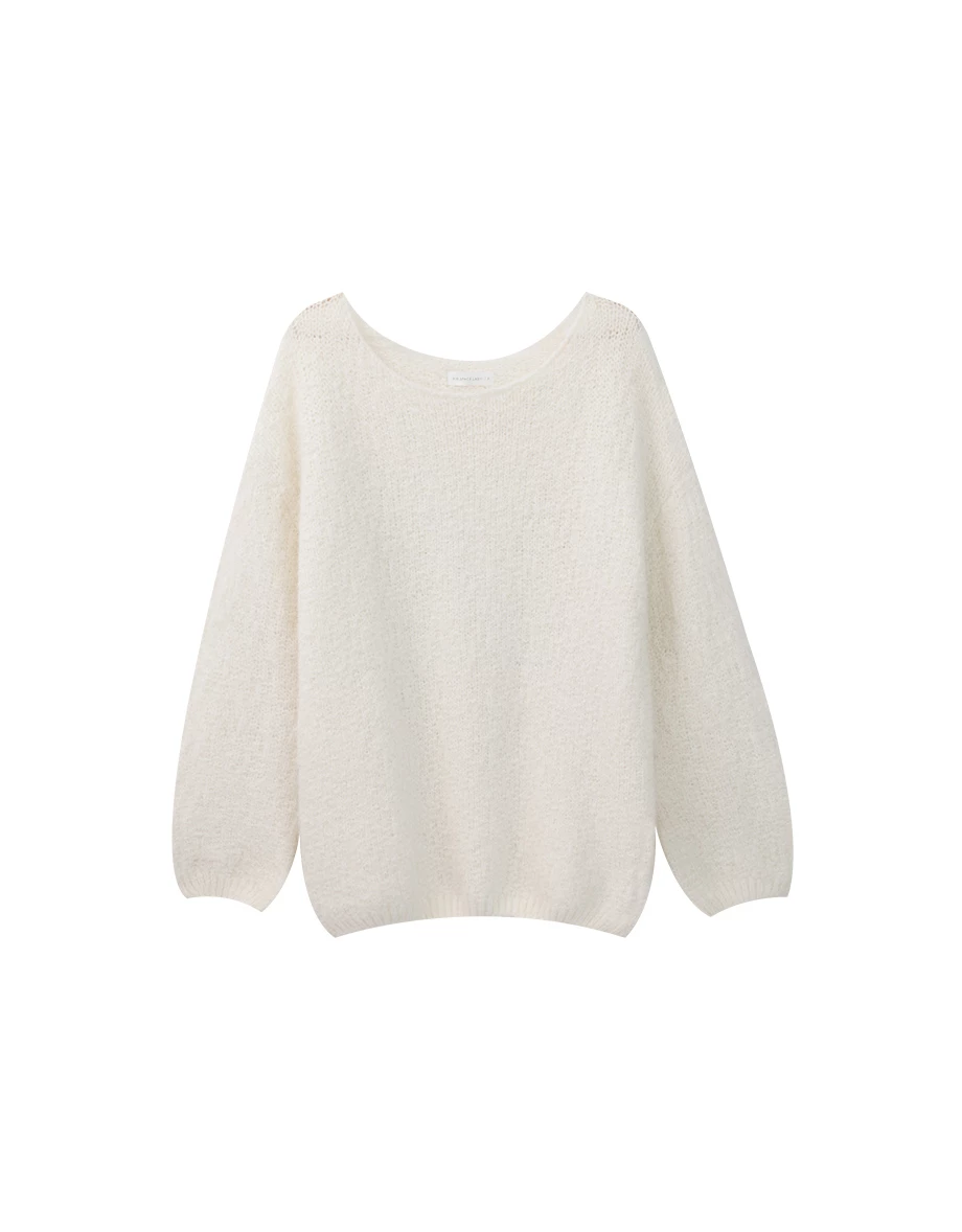 2 Way Fluffy Knit Long Sleeve Oversized Sweater