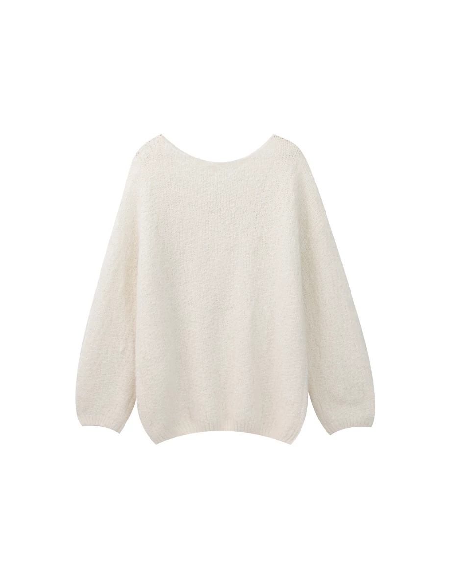 2 Way Fluffy Knit Long Sleeve Oversized Sweater