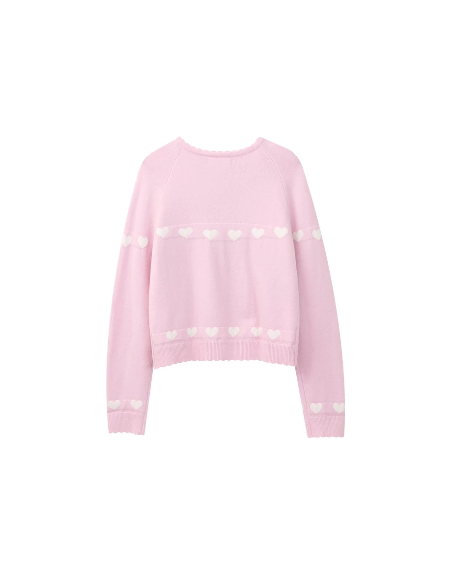 Heart Jacquard Buttoned Knit Cardigan Heart Jacquard Buttoned Knit Cardigan