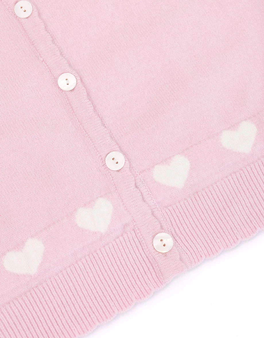 Heart Jacquard Buttoned Knit Cardigan Heart Jacquard Buttoned Knit Cardigan