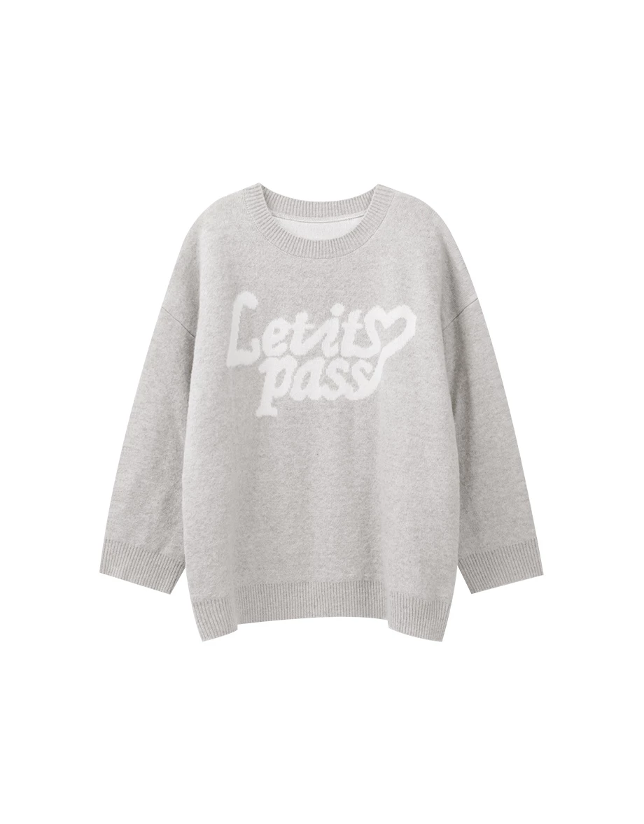 Soft Fluffy Oversized Lettering Knit Sweater Soft Fluffy Oversized Lettering Knit Sweater