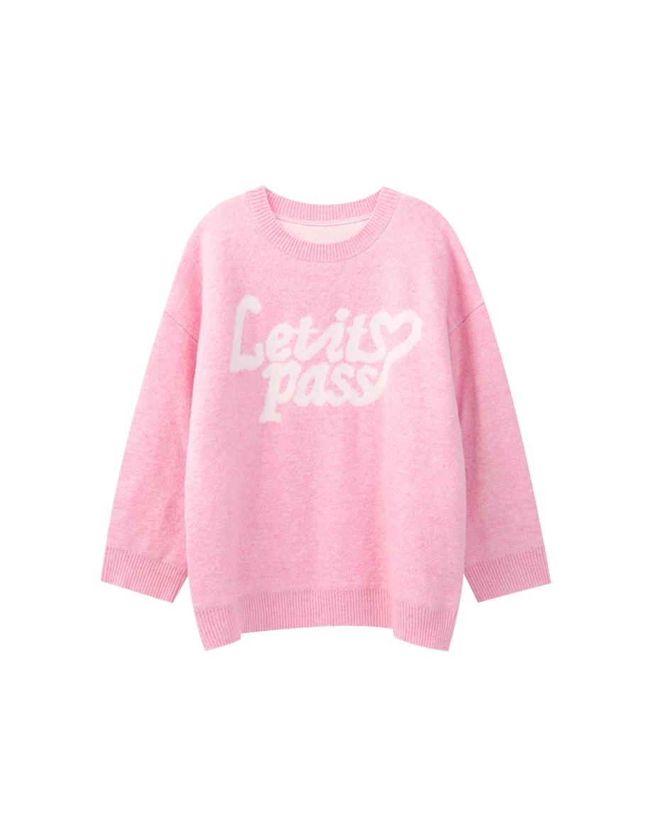Soft Fluffy Oversized Lettering Knit Sweater Soft Fluffy Oversized Lettering Knit Sweater