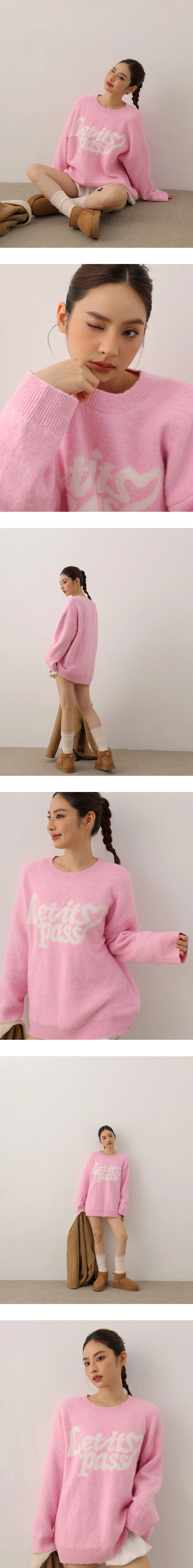 Soft Fluffy Oversized Lettering Knit Sweater Soft Fluffy Oversized Lettering Knit Sweater