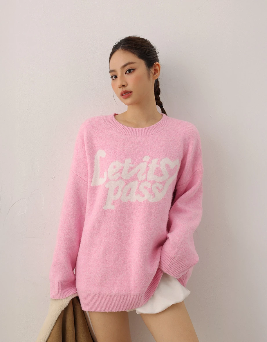 Soft Fluffy Oversized Lettering Knit Sweater Soft Fluffy Oversized Lettering Knit Sweater