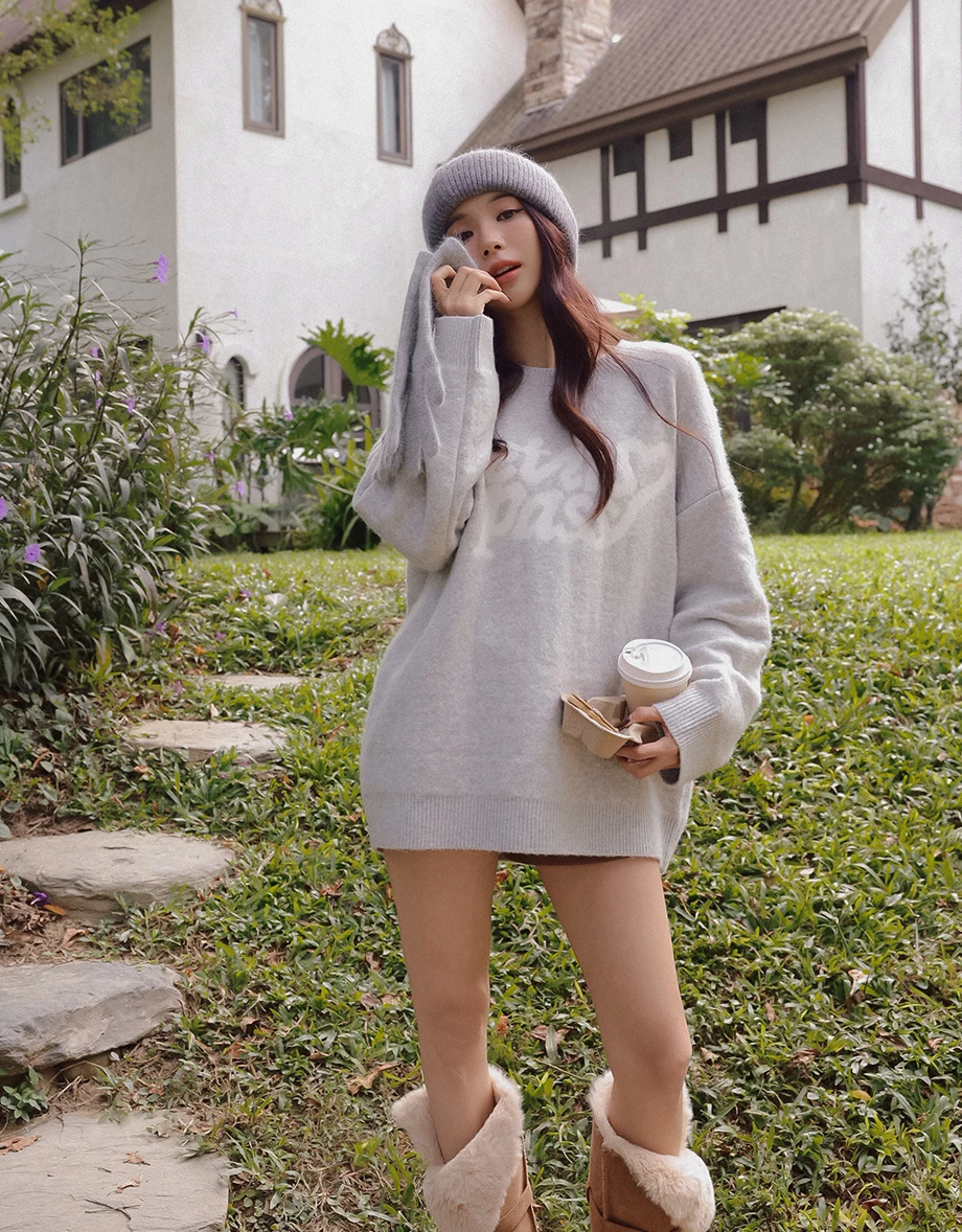 Soft Fluffy Oversized Lettering Knit Sweater Soft Fluffy Oversized Lettering Knit Sweater