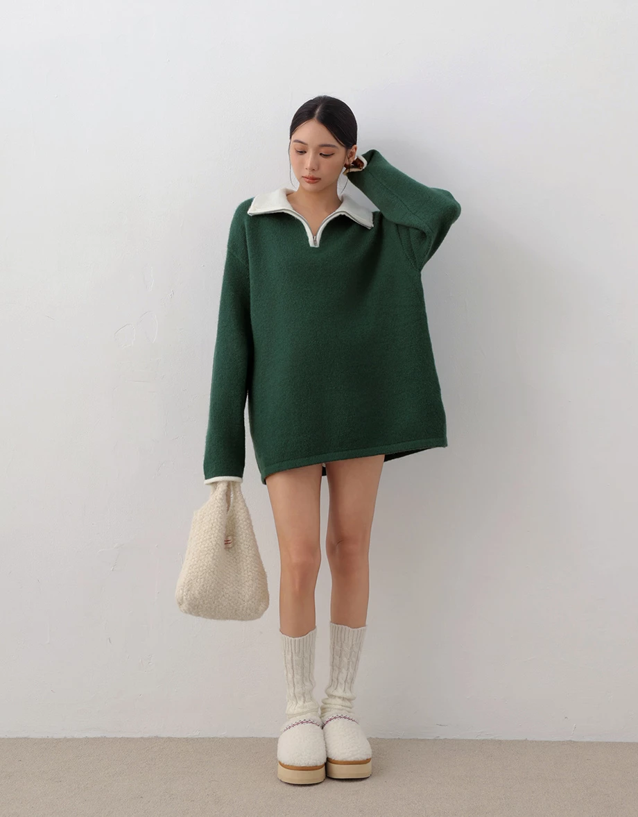 Oversized Soft Fuzzy Contrast Trim Half Zip Pullover Sweatshirt Oversized Soft Fuzzy Contrast Trim Half Zip Pullover Sweatshirt