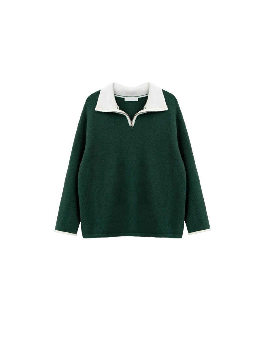 Oversized Soft Fuzzy Contrast Trim Half Zip Pullover Sweatshirt Oversized Soft Fuzzy Contrast Trim Half Zip Pullover Sweatshirt