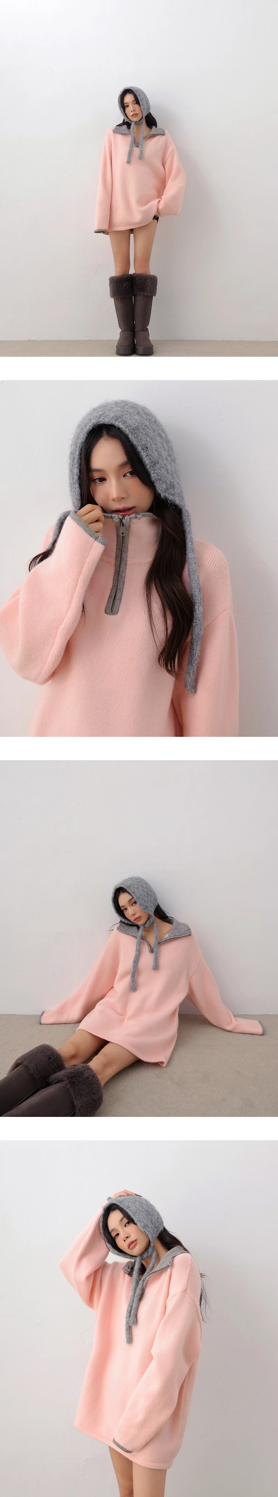 Oversized Soft Fuzzy Contrast Trim Half Zip Pullover Sweatshirt Oversized Soft Fuzzy Contrast Trim Half Zip Pullover Sweatshirt