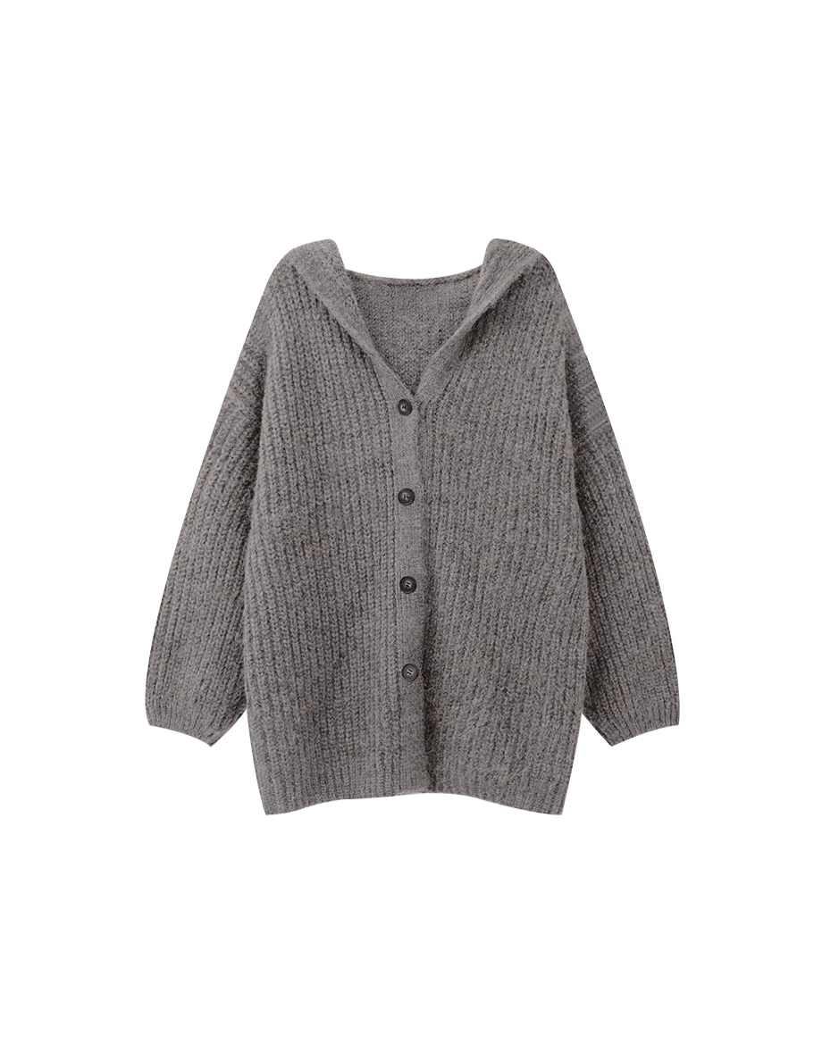 Oversized Ribbed Knit Hooded Longline Cardigan Jacket Oversized Ribbed Knit Hooded Longline Cardigan Jacket
