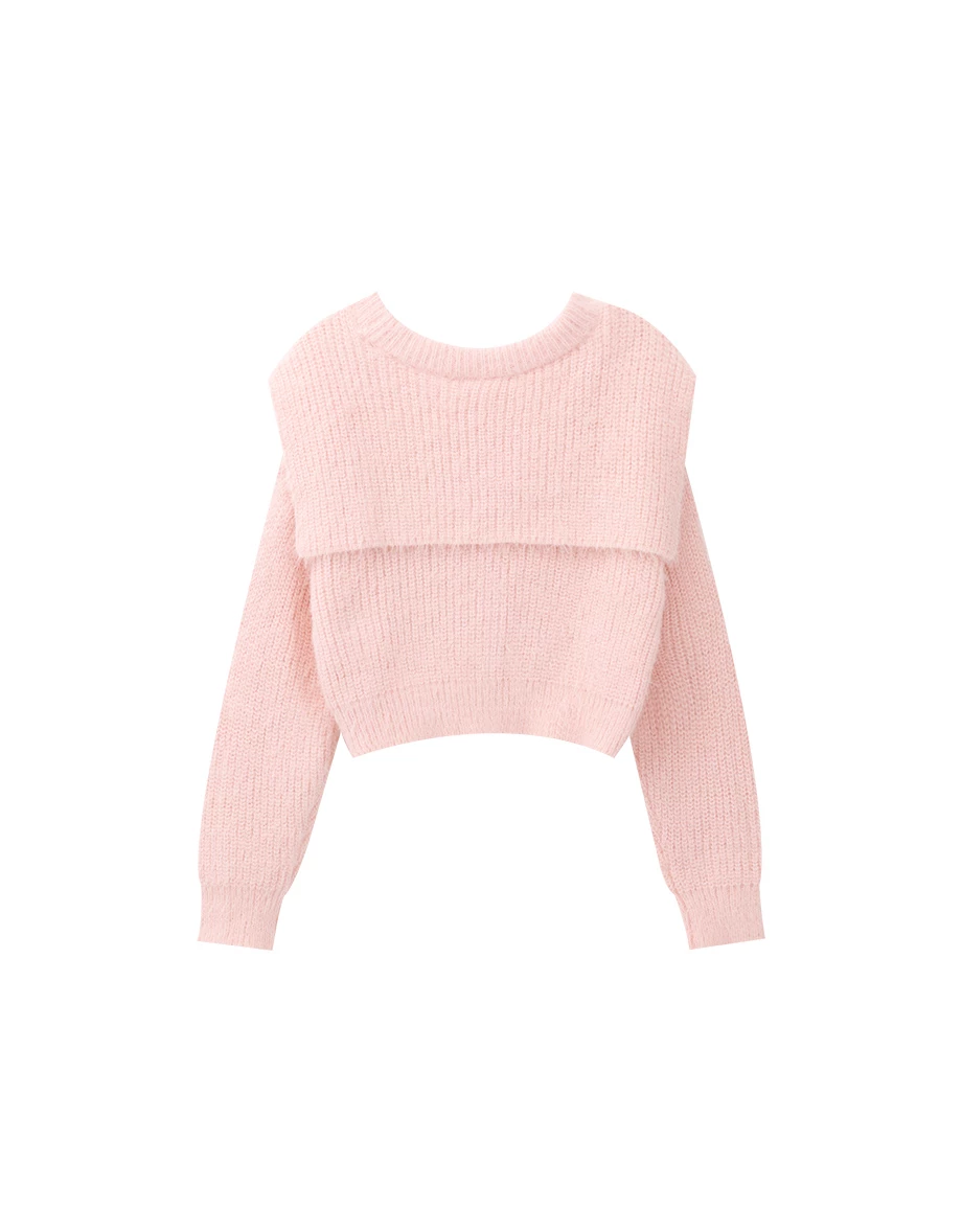 Fluffy Knit Sailor Collar Cropped Cardigan Sweater Fluffy Knit Sailor Collar Cropped Cardigan Sweater