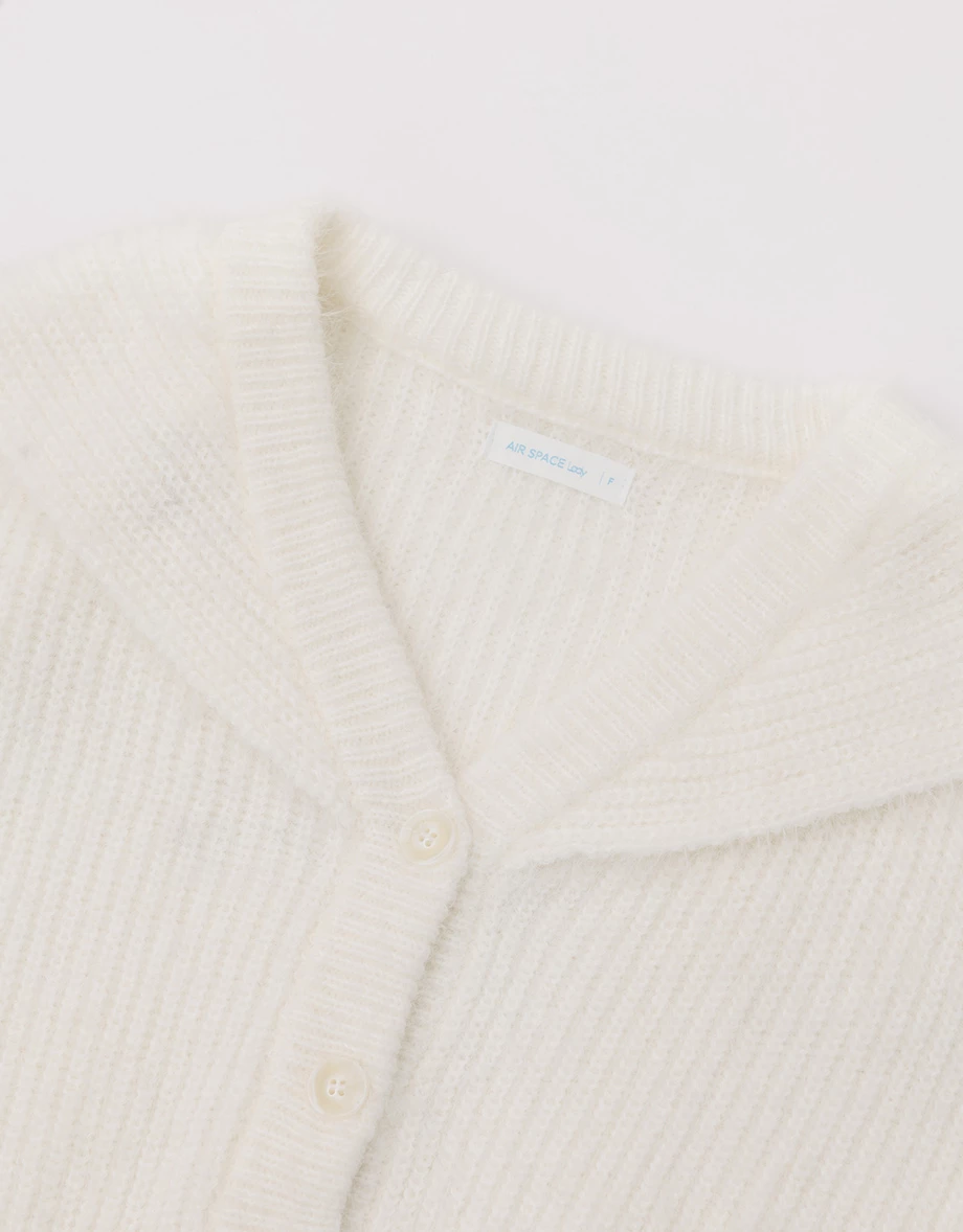 Fluffy Knit Sailor Collar Cropped Cardigan Sweater Fluffy Knit Sailor Collar Cropped Cardigan Sweater