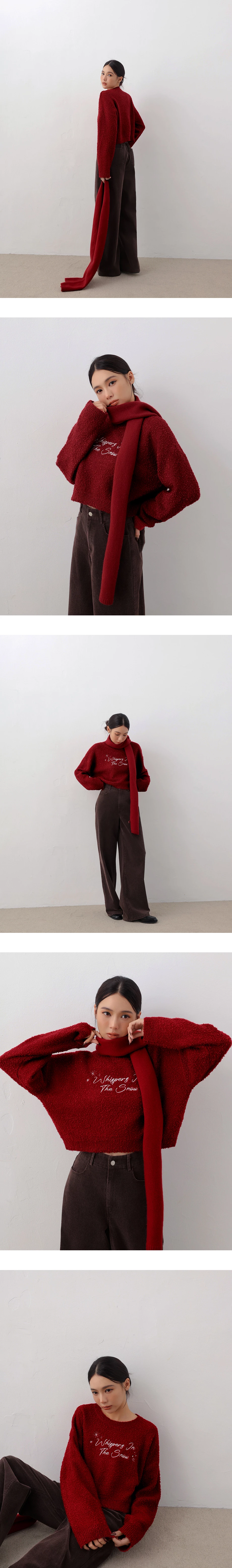 Crew Neck Fluffy Embroidered Motif Sweater Crew Neck Fluffy Embroidered Motif Sweater