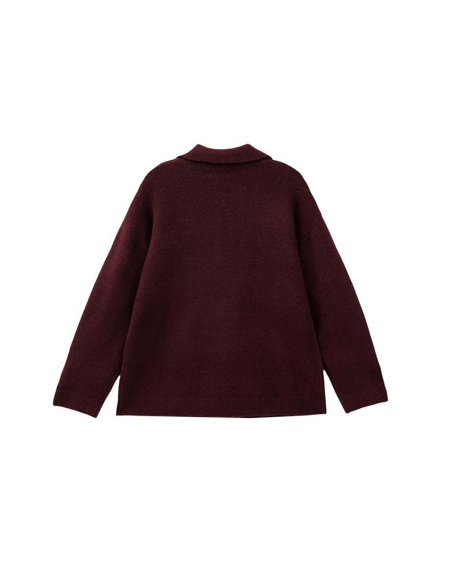 Oversized Cozy Fuzzy Knit Polo Sweater (Solid/Striped) Oversized Cozy Fuzzy Knit Polo Sweater (Solid/Striped)