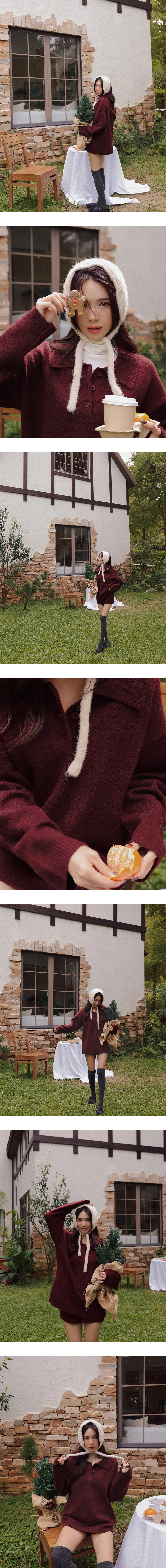 Oversized Cozy Fuzzy Knit Polo Sweater (Solid/Striped) Oversized Cozy Fuzzy Knit Polo Sweater (Solid/Striped)