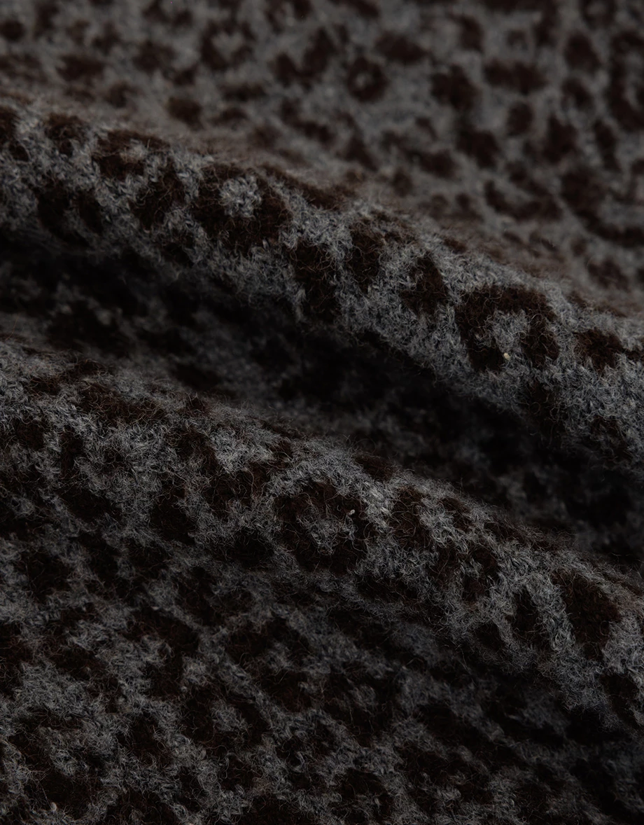 Soft Fluffy Leopard Print Knit Button Down Cardigan