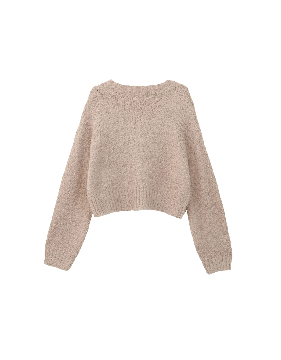 Fluffy Knit V Neck Pullover Sweater Fluffy Knit V Neck Pullover Sweater