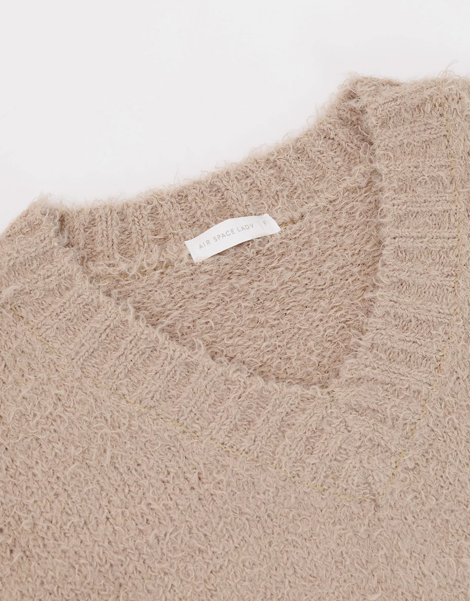Fluffy Knit V Neck Pullover Sweater Fluffy Knit V Neck Pullover Sweater