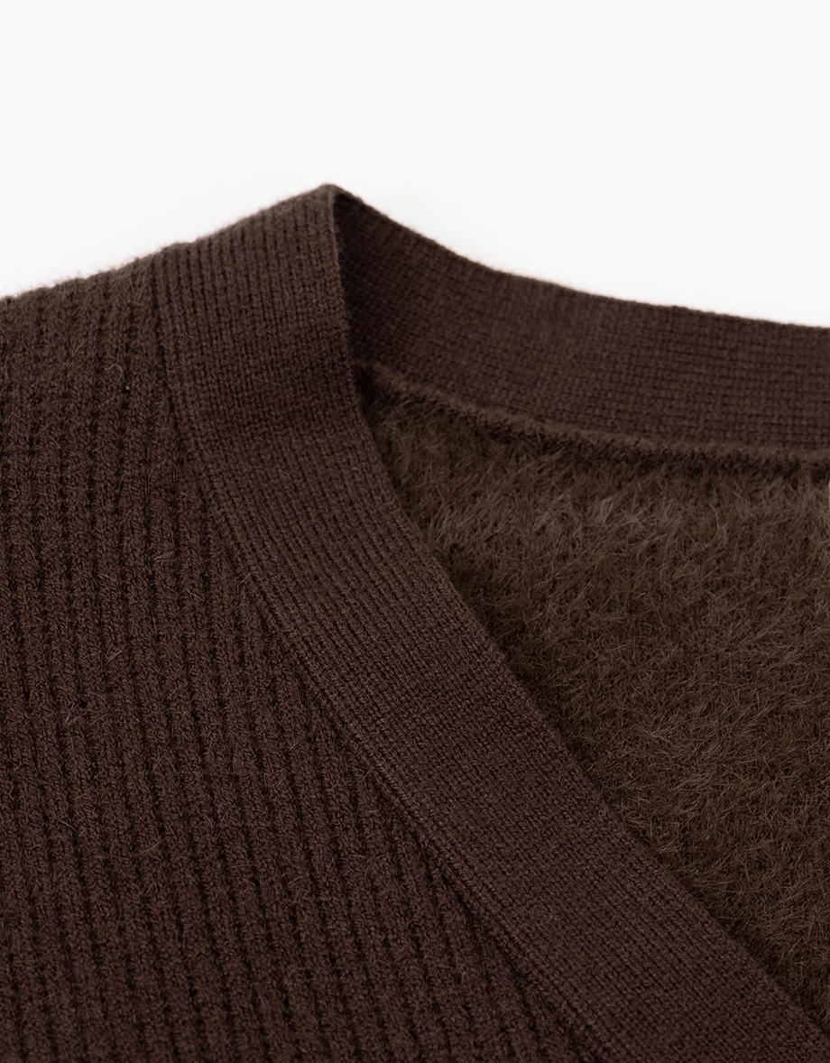 Soft Ribbed V Neck Button Front Knit Cropped Cardigan