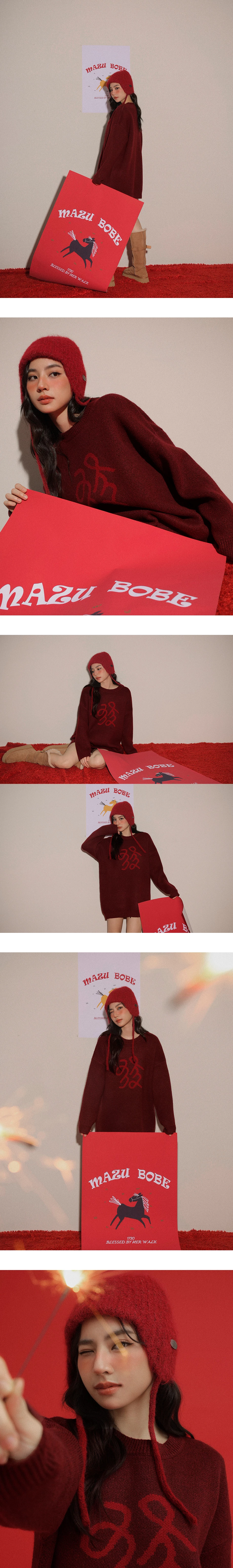 CNY MAZU BOBE Graphic Oversized Knit Sweater