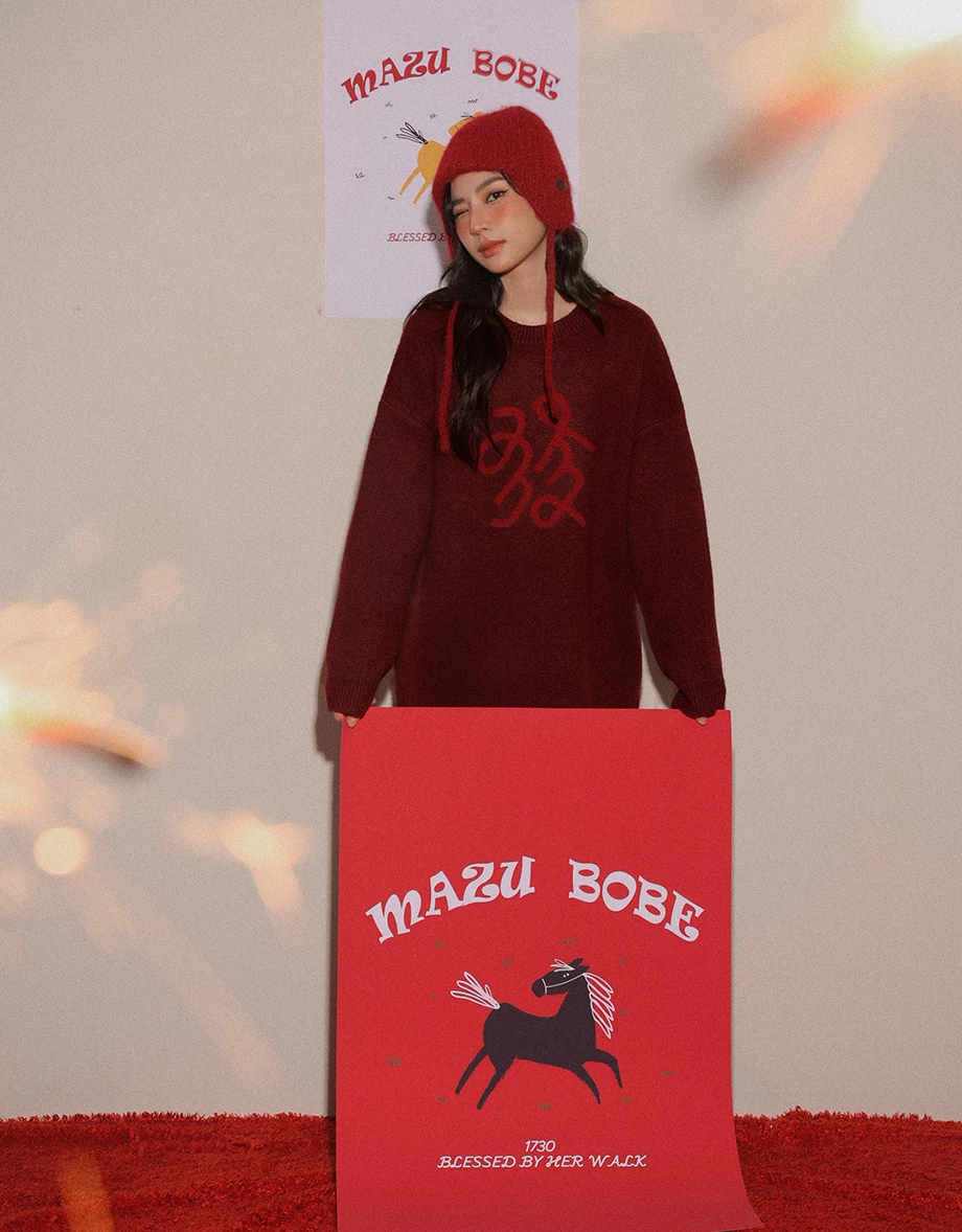 CNY MAZU BOBE Graphic Oversized Knit Sweater