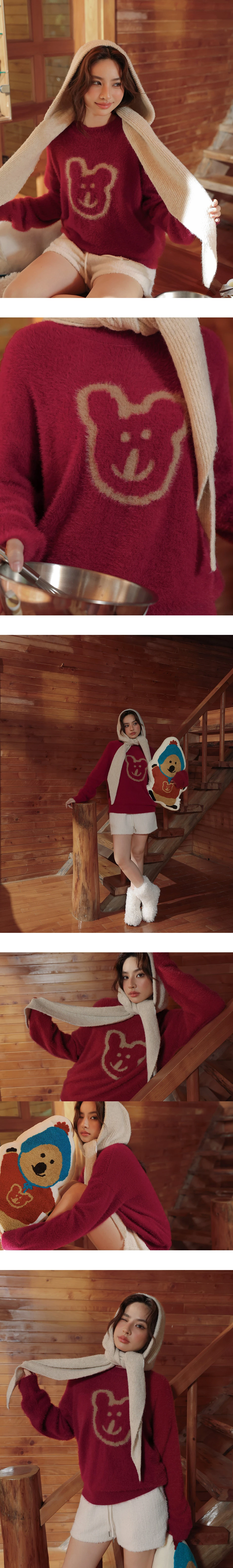 【DINOTAENG】Fluffy Knit Graphic Sweater Top 【DINOTAENG】Fluffy Knit Graphic Sweater Top