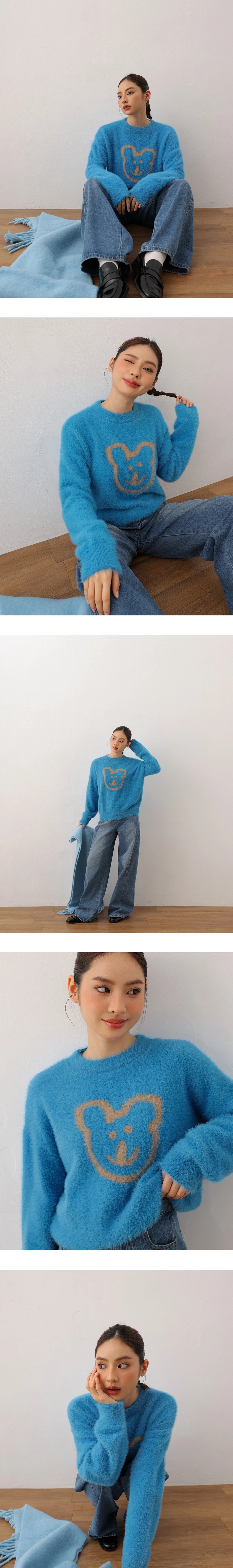 【DINOTAENG】Fluffy Knit Graphic Sweater Top 【DINOTAENG】Fluffy Knit Graphic Sweater Top