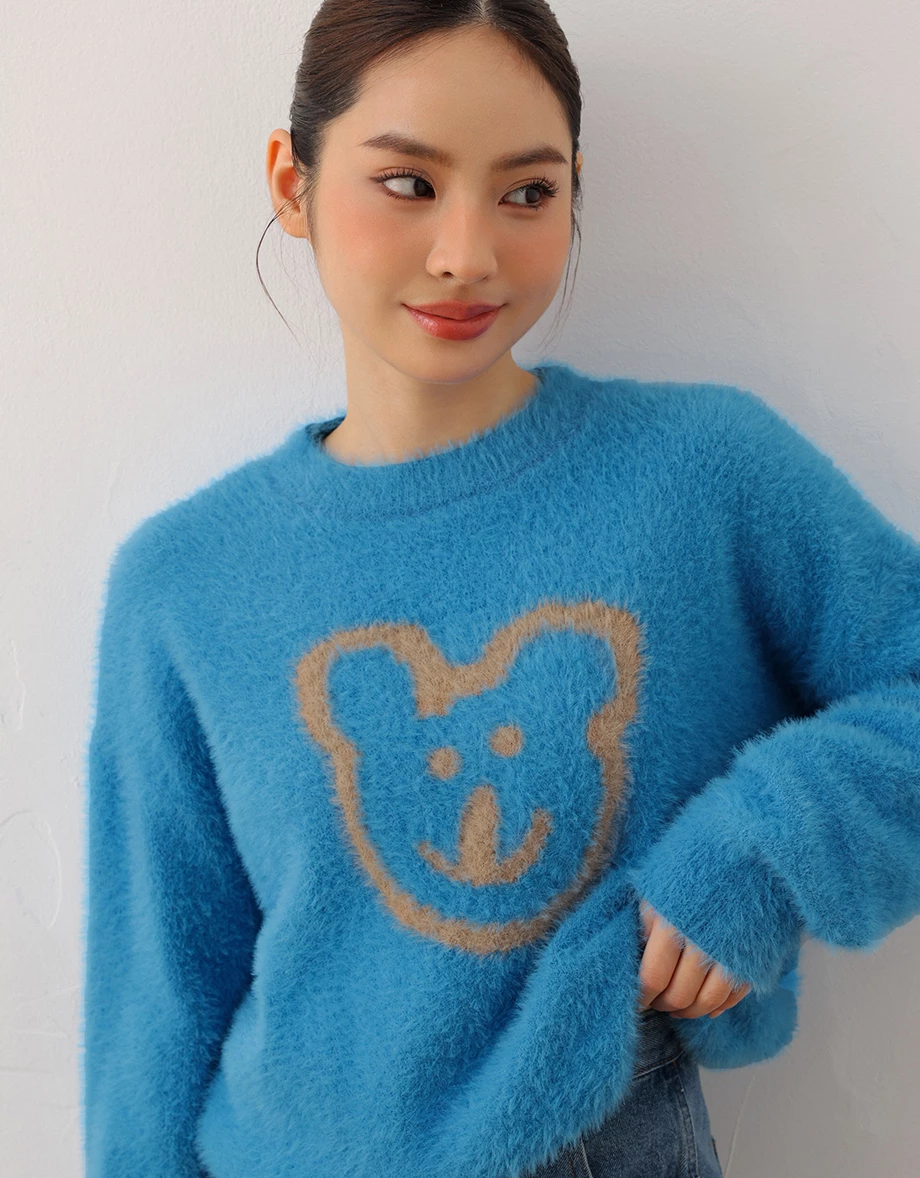 【DINOTAENG】Fluffy Knit Graphic Sweater Top 【DINOTAENG】Fluffy Knit Graphic Sweater Top