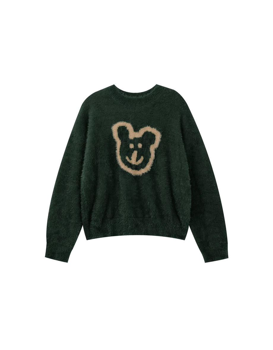 【DINOTAENG】Fluffy Knit Graphic Sweater Top 【DINOTAENG】Fluffy Knit Graphic Sweater Top