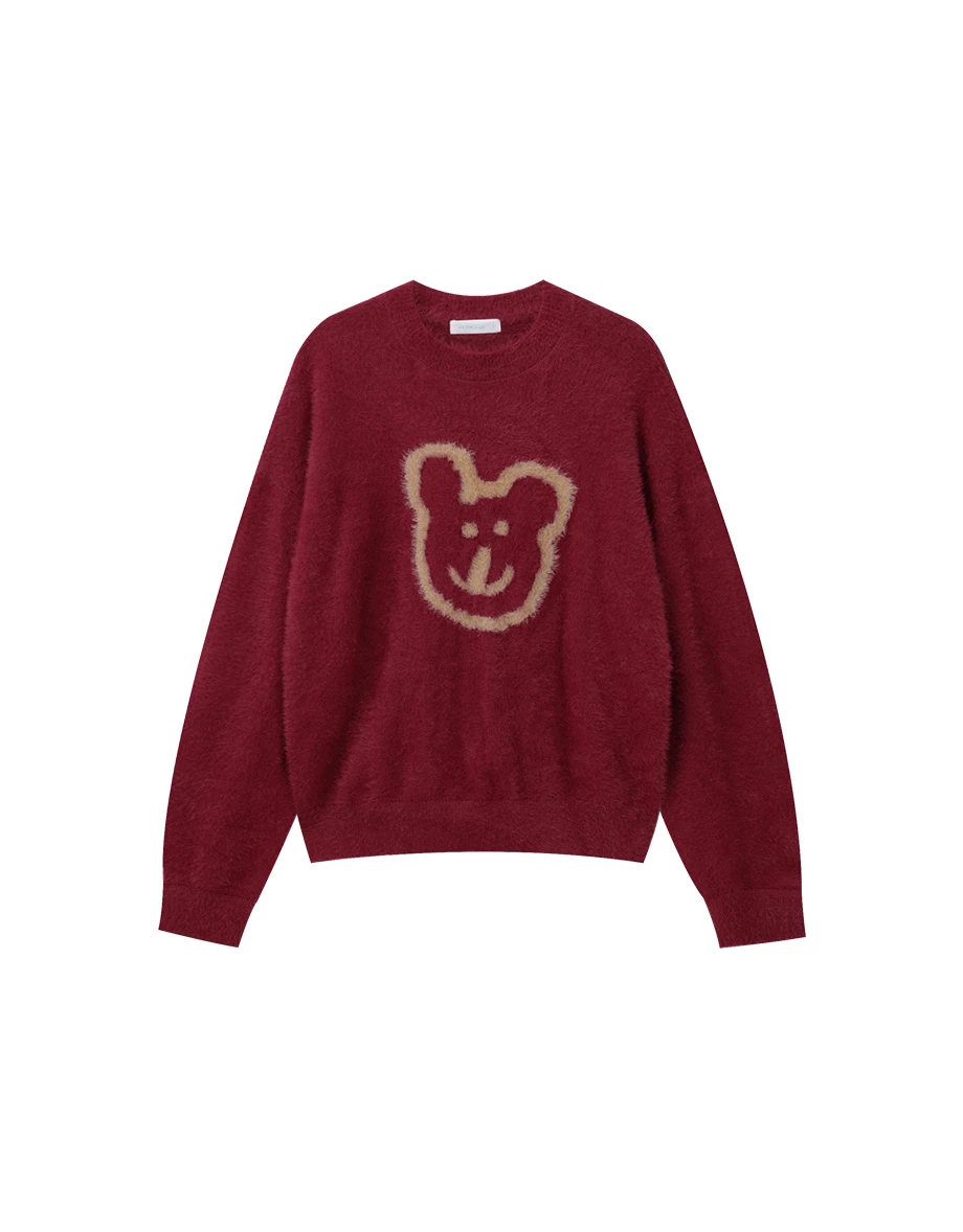 【DINOTAENG】Fluffy Knit Graphic Sweater Top
