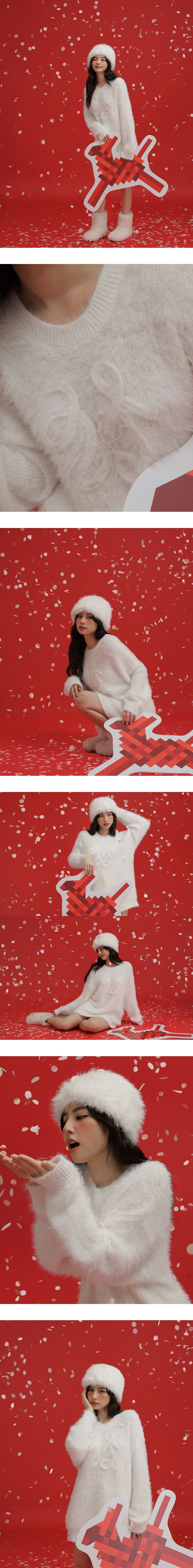 CNY Lucky Character Soft Touch Fluffy Longline Knit Sweater