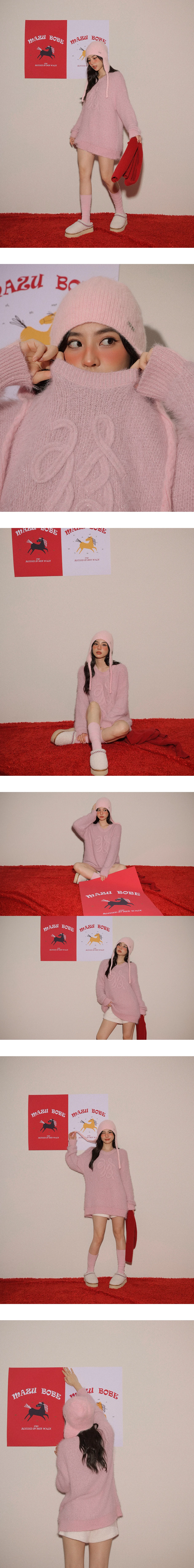 CNY Lucky Character Soft Touch Fluffy Longline Knit Sweater