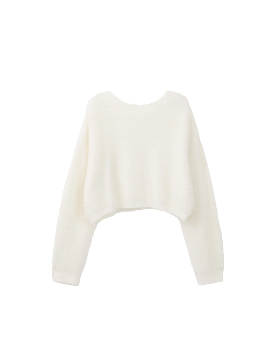 Soft Fuzzy Knit Button Front Cropped Cardigan