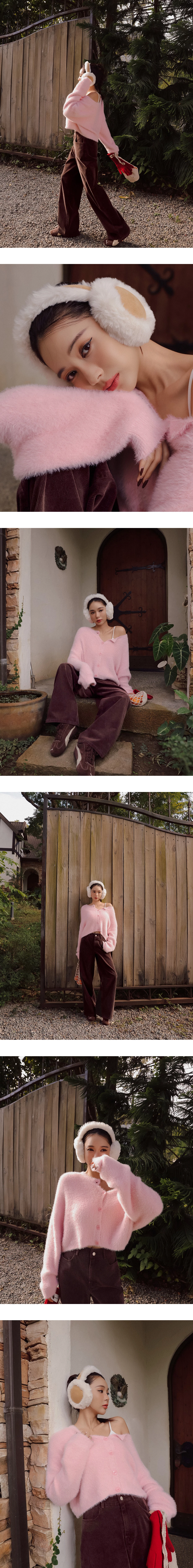 Soft Fuzzy Knit Button Front Cropped Cardigan